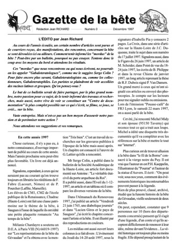 La Gazette de la Bête du Gévaudan 1998