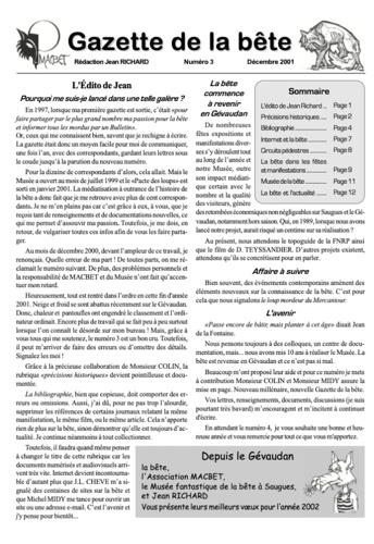 La Gazette de la Bête du Gévaudan 2002