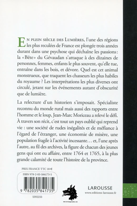 Livre Jean-Marc Moriceau - La Bête du Gévaudan