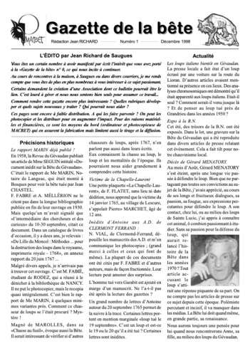 La Gazette de la Bête du Gévaudan 1999